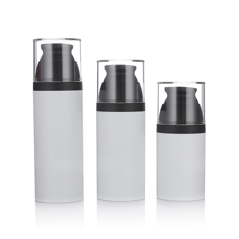 SG309 80ml 120ml150ml Black Airless Pump Cosmetic Serum Bottle With Frosted White Body