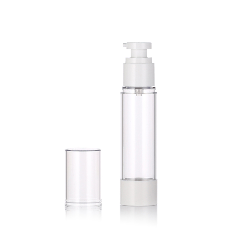 SG301 50ml 80ml 100ml Clear White Airless Bottle With Lotion Pumps And Over Caps 